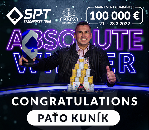 SPADEPOKER TOUR korunovala prvého šampióna, po HU deale sa ním stal Paťo Kuník!